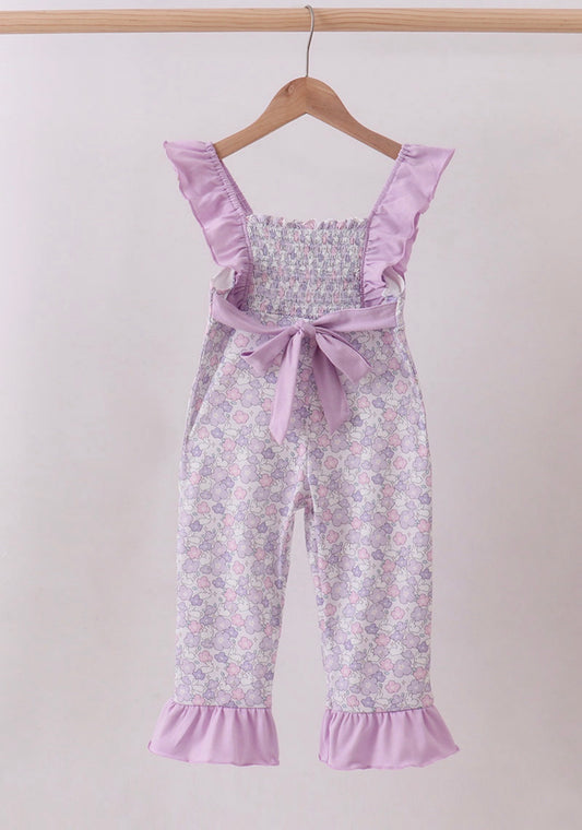 Purple Floral Smocked
Ruffle Jumpsuit