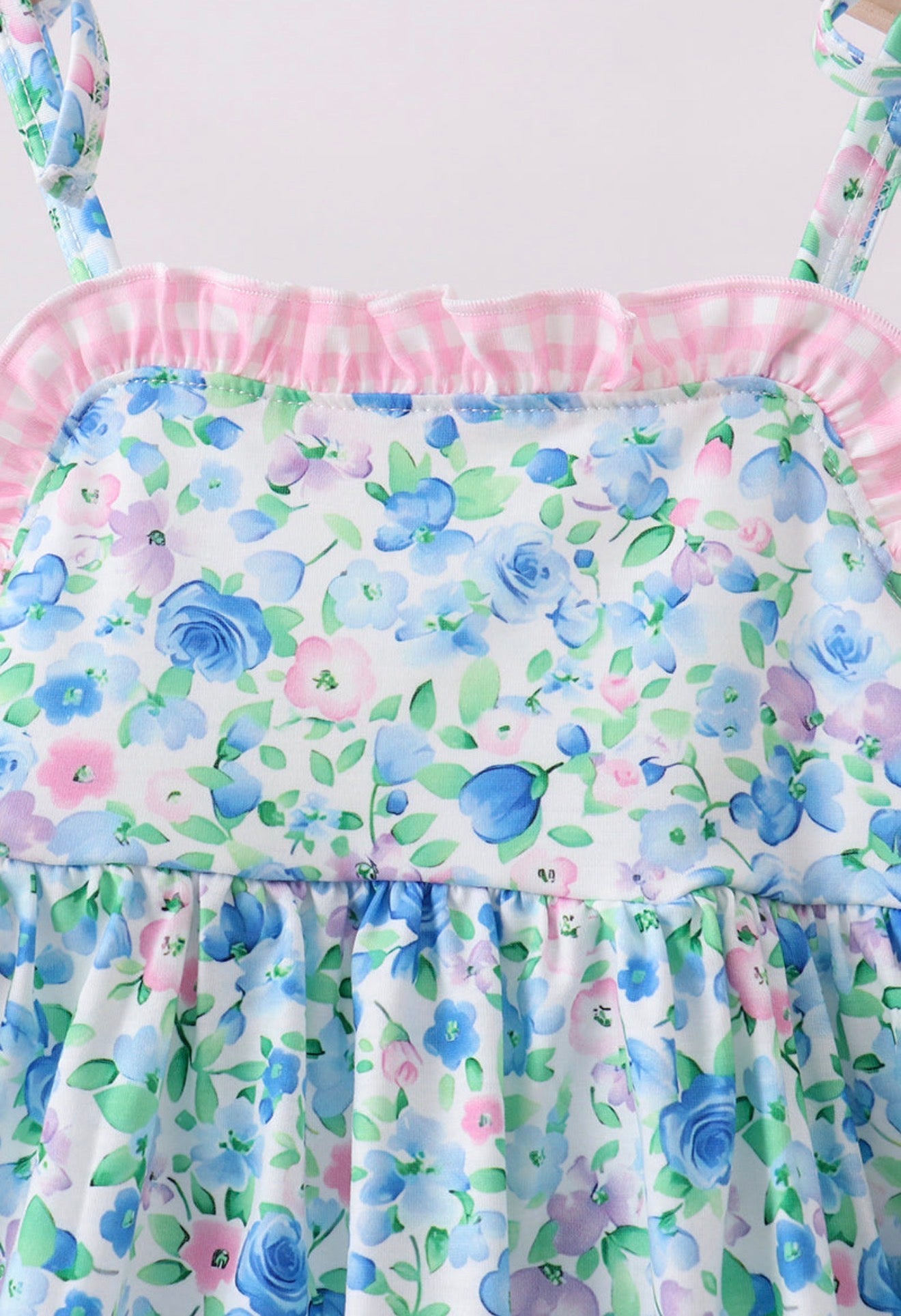 Blue floral ruffle shorts set
