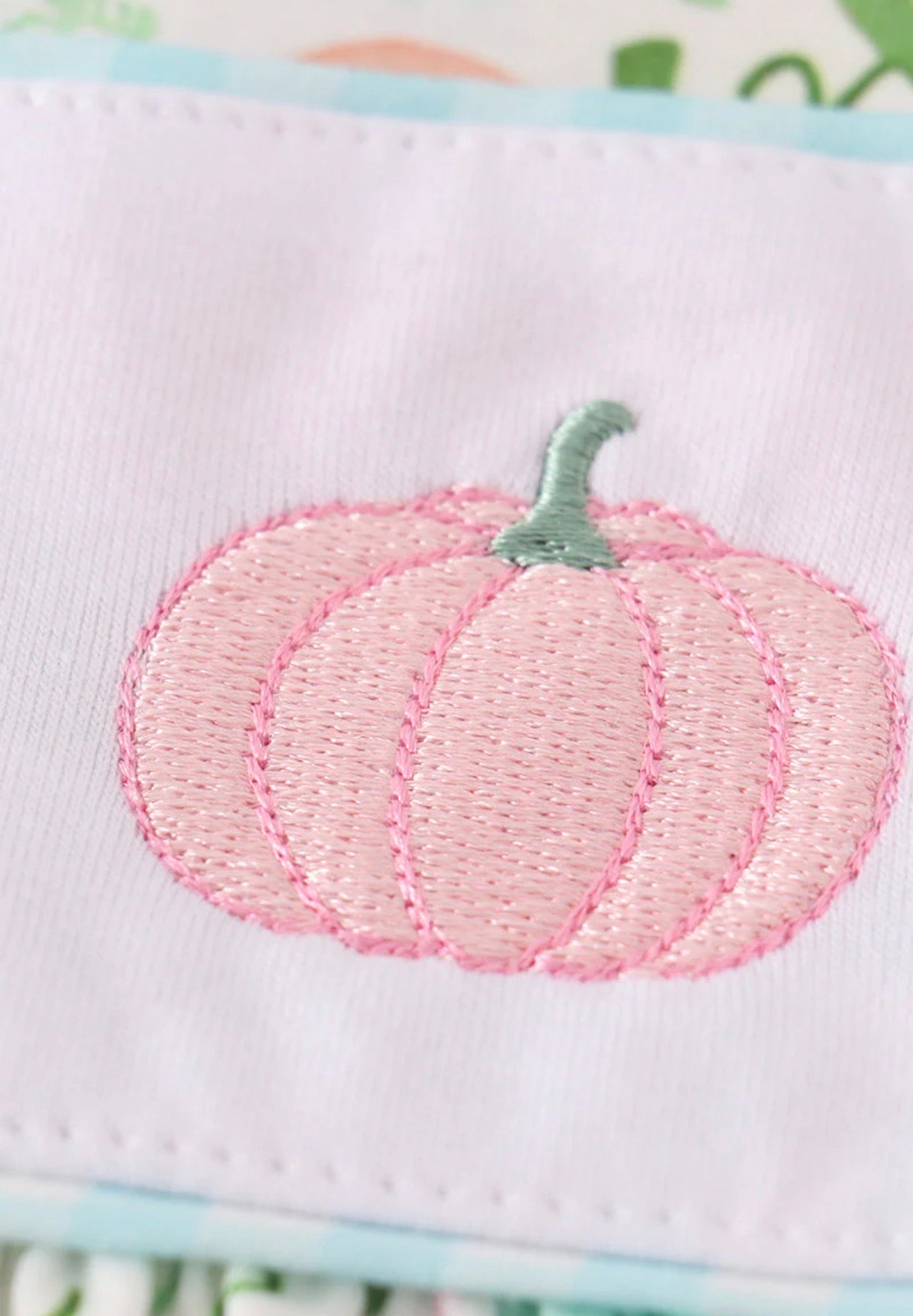 Blue pumpkin embroidery ruffle dress