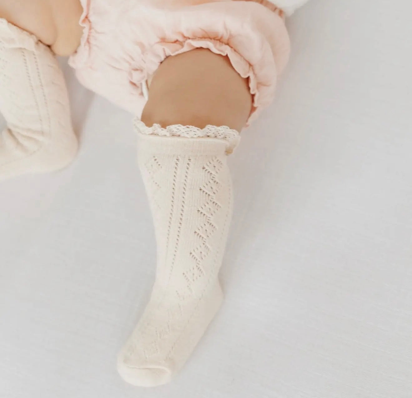 Vanilla Fancy Lace Top Knee High Socks