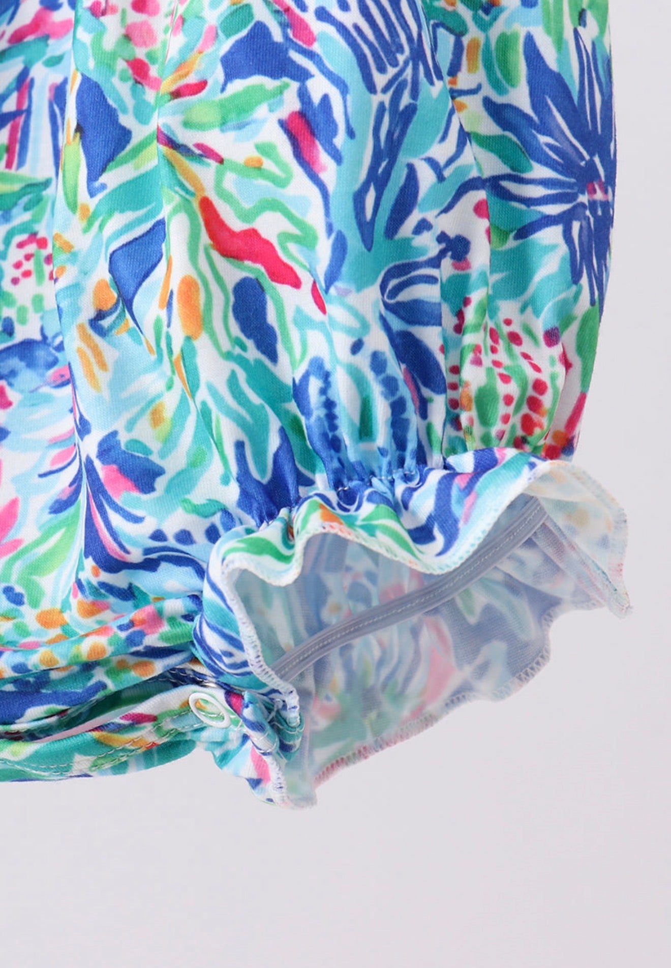 Blue floral print ruffle bubble