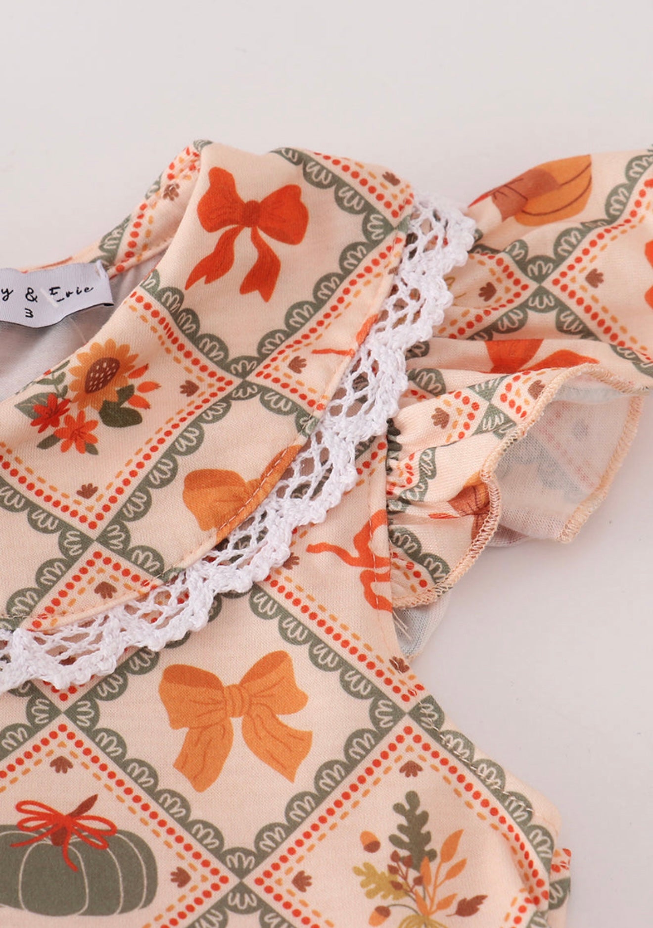 Green pumpkin bow print girl bloomer set