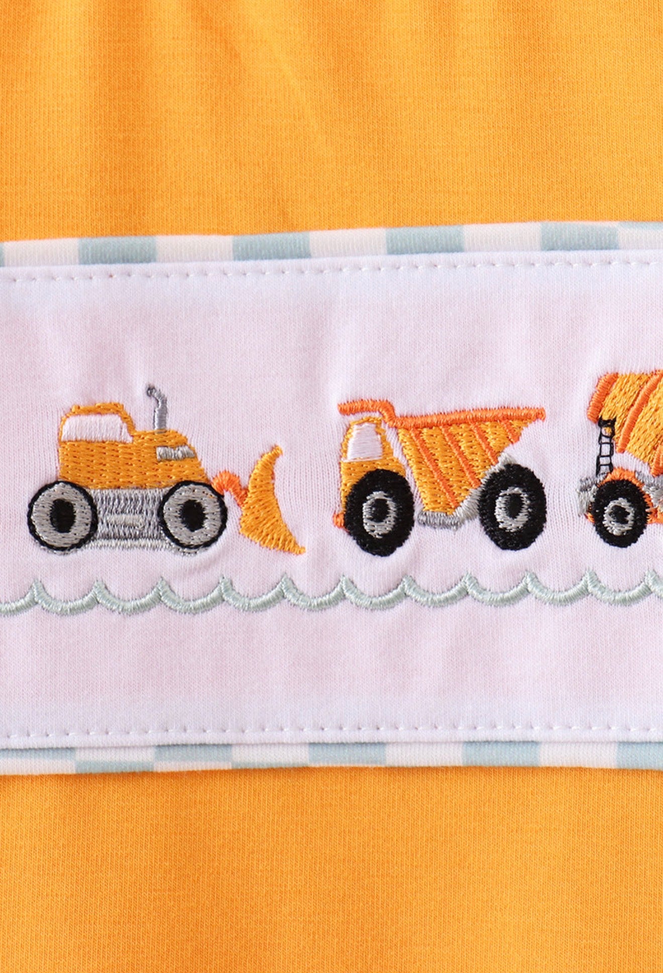 Construction vehicle embroidery shorts set