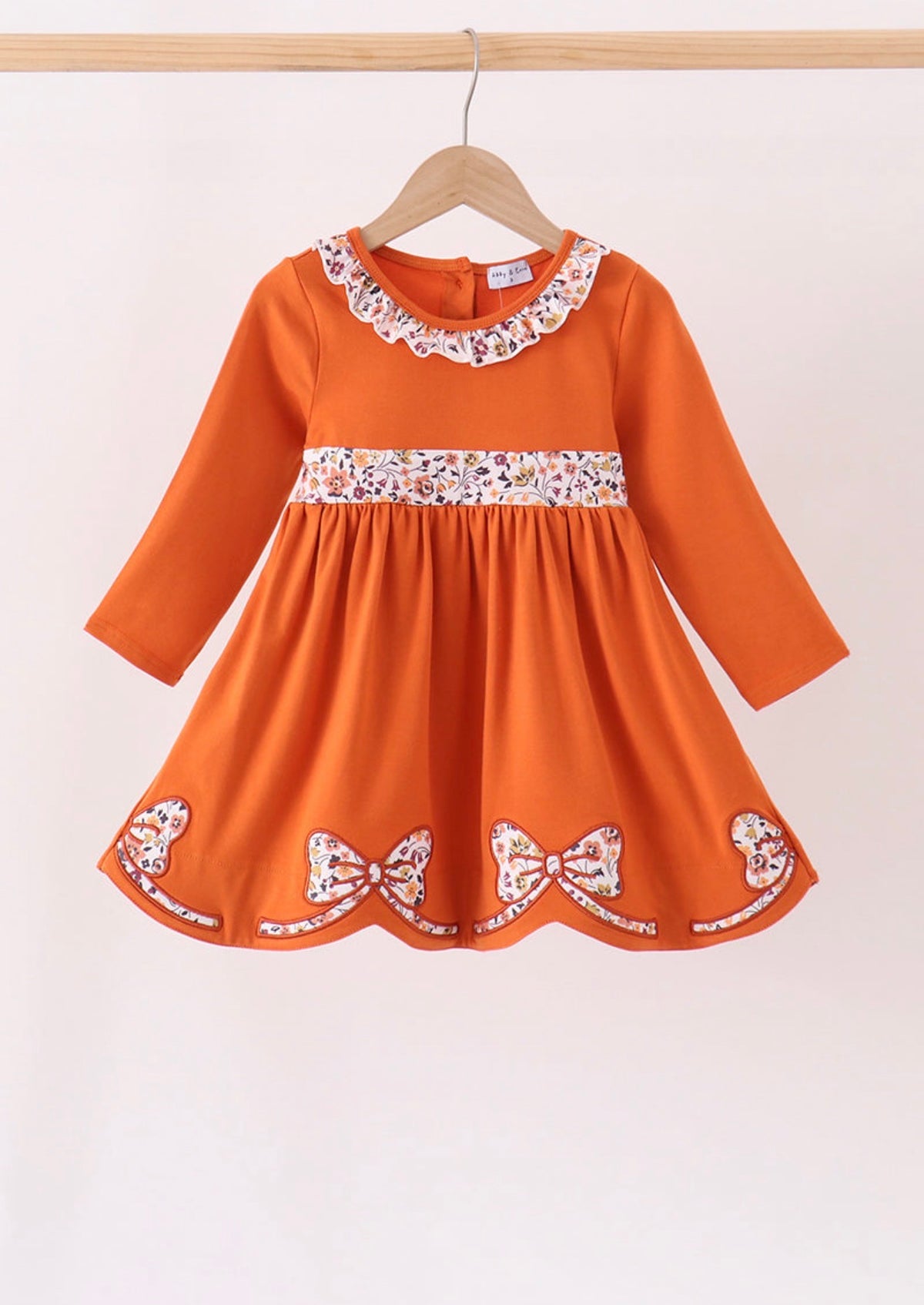 Orange Floral Bow Ruffle
Dress