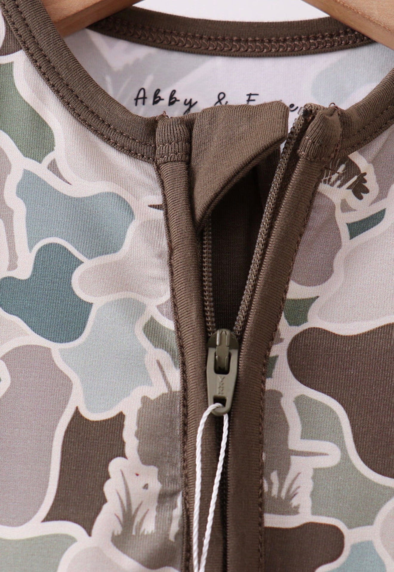 Camouflage duck print bamboo romper