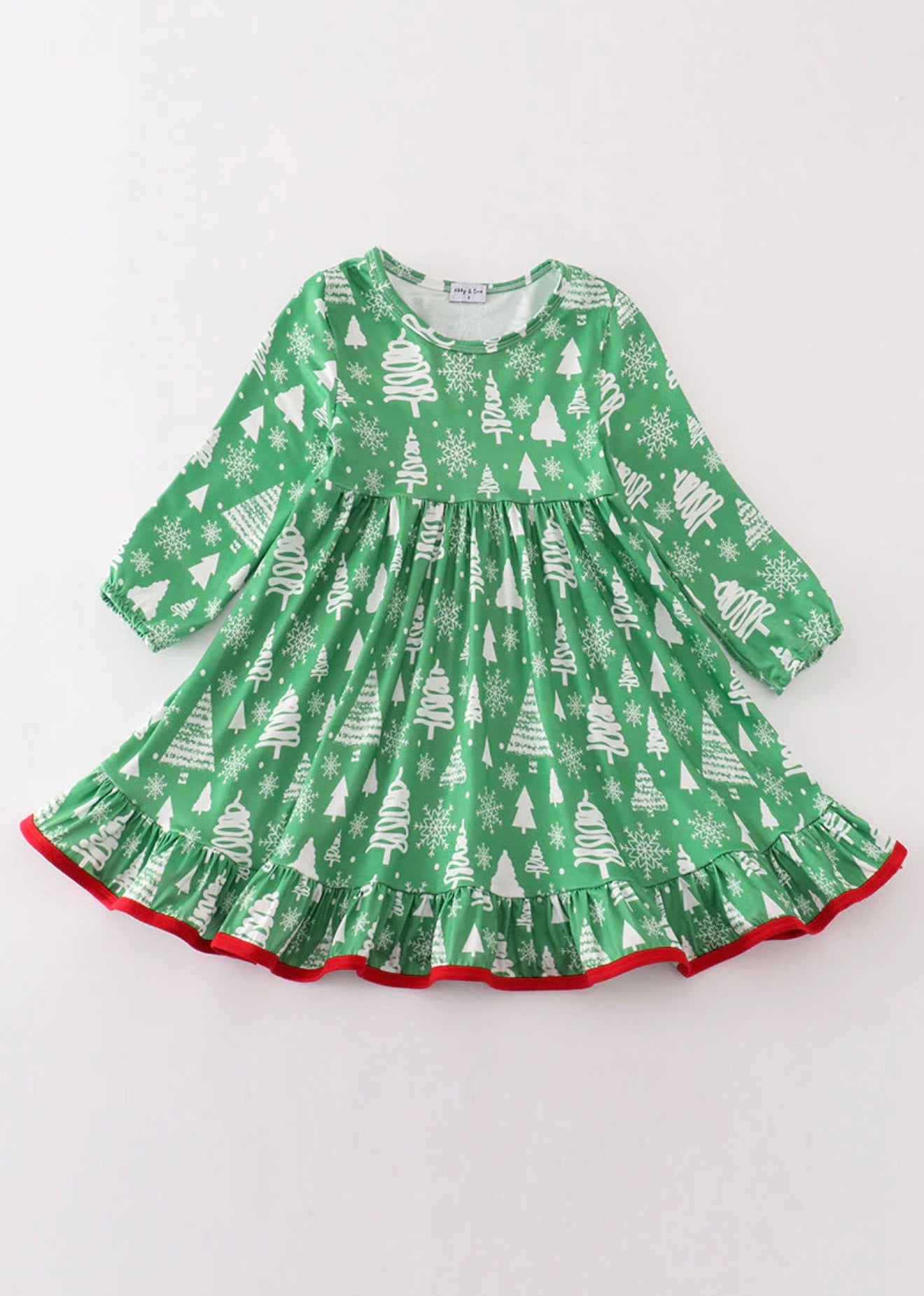 Green Christmas Tree Ruffle Dress