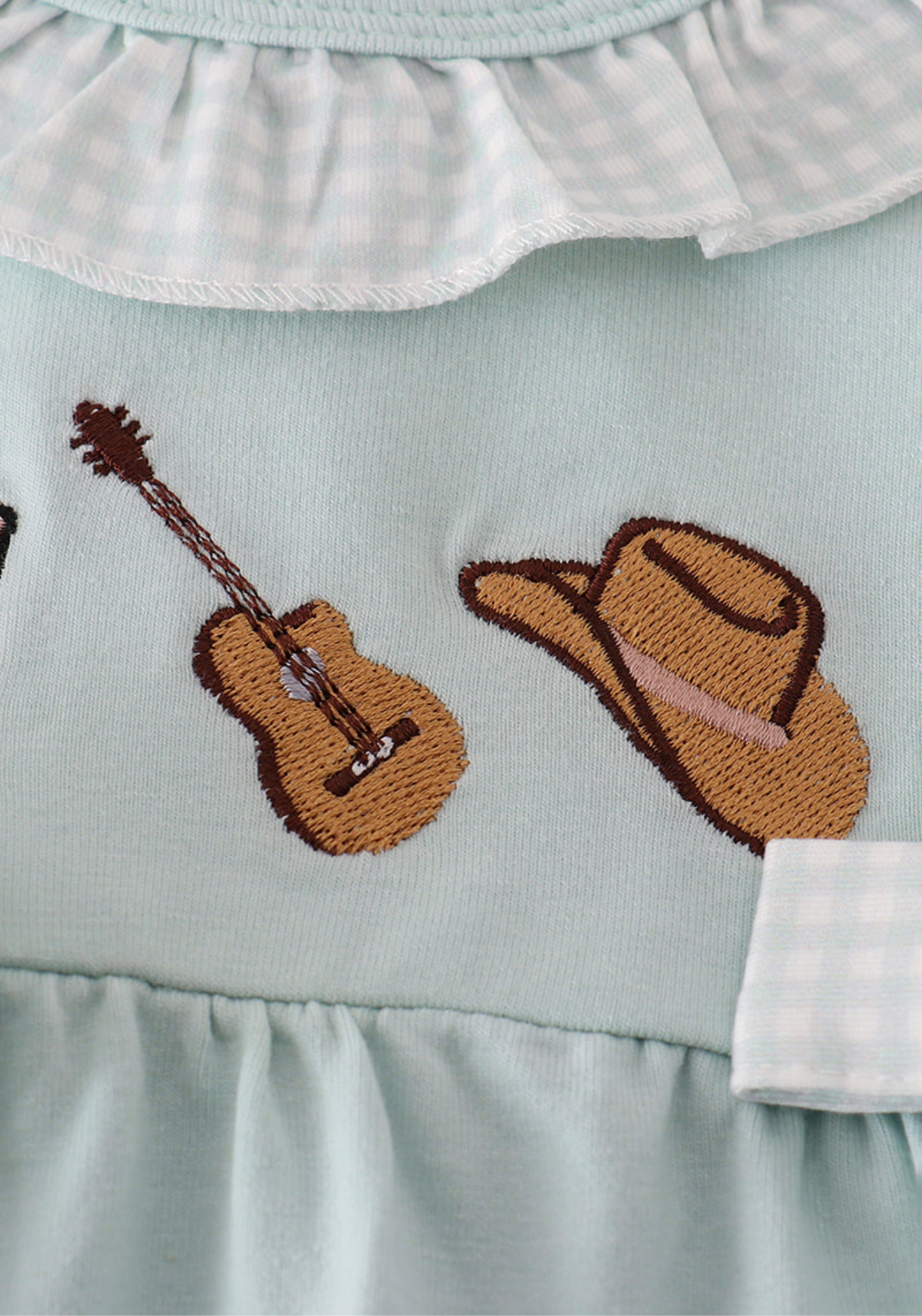 Blue boots embroidery ruffle bloomer set ￼