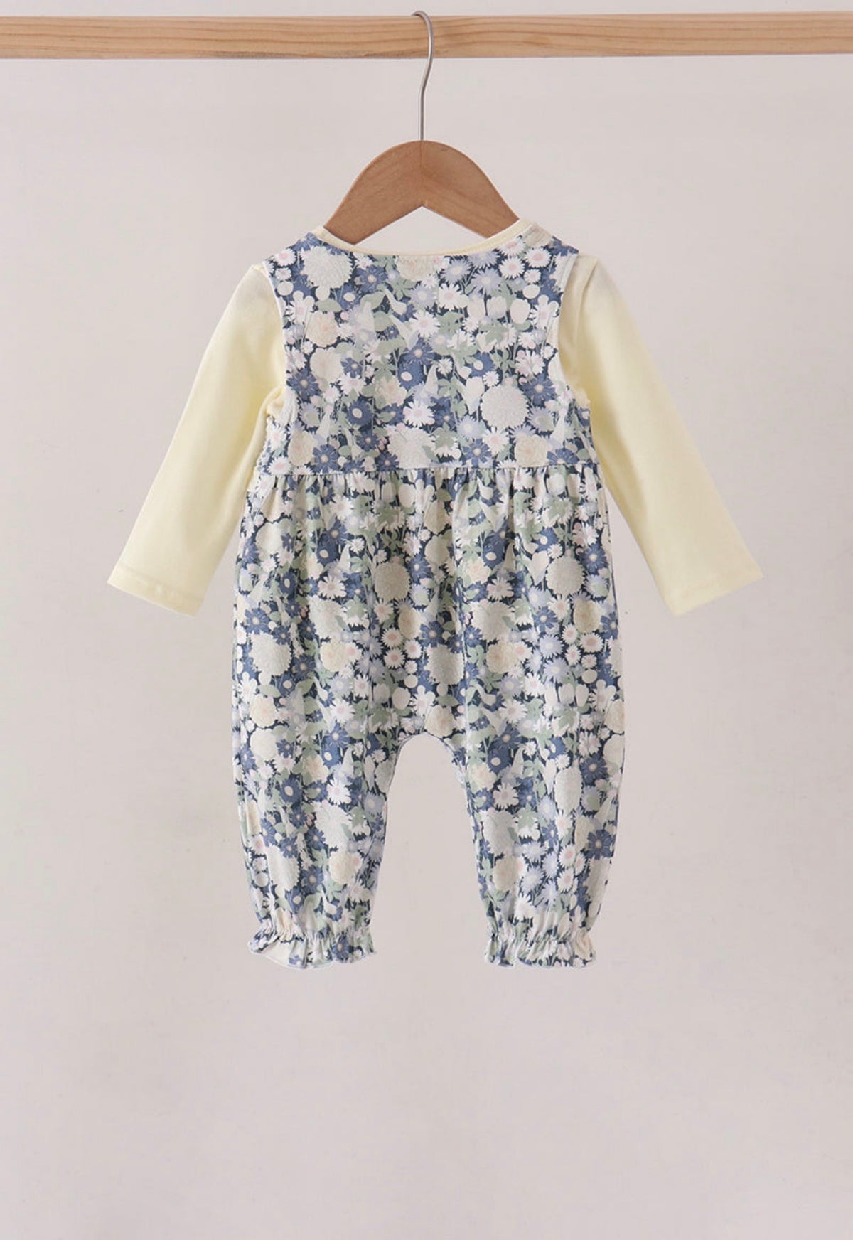Vintage Floral Smocked Ruffle Romper Set