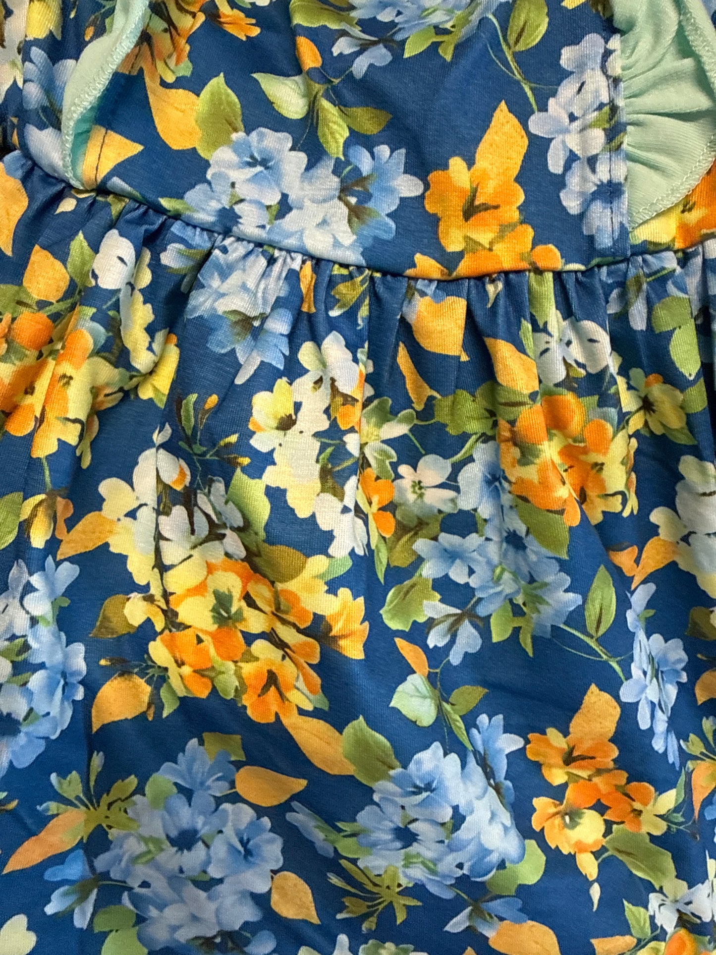 Blue floral ruffle bow dress