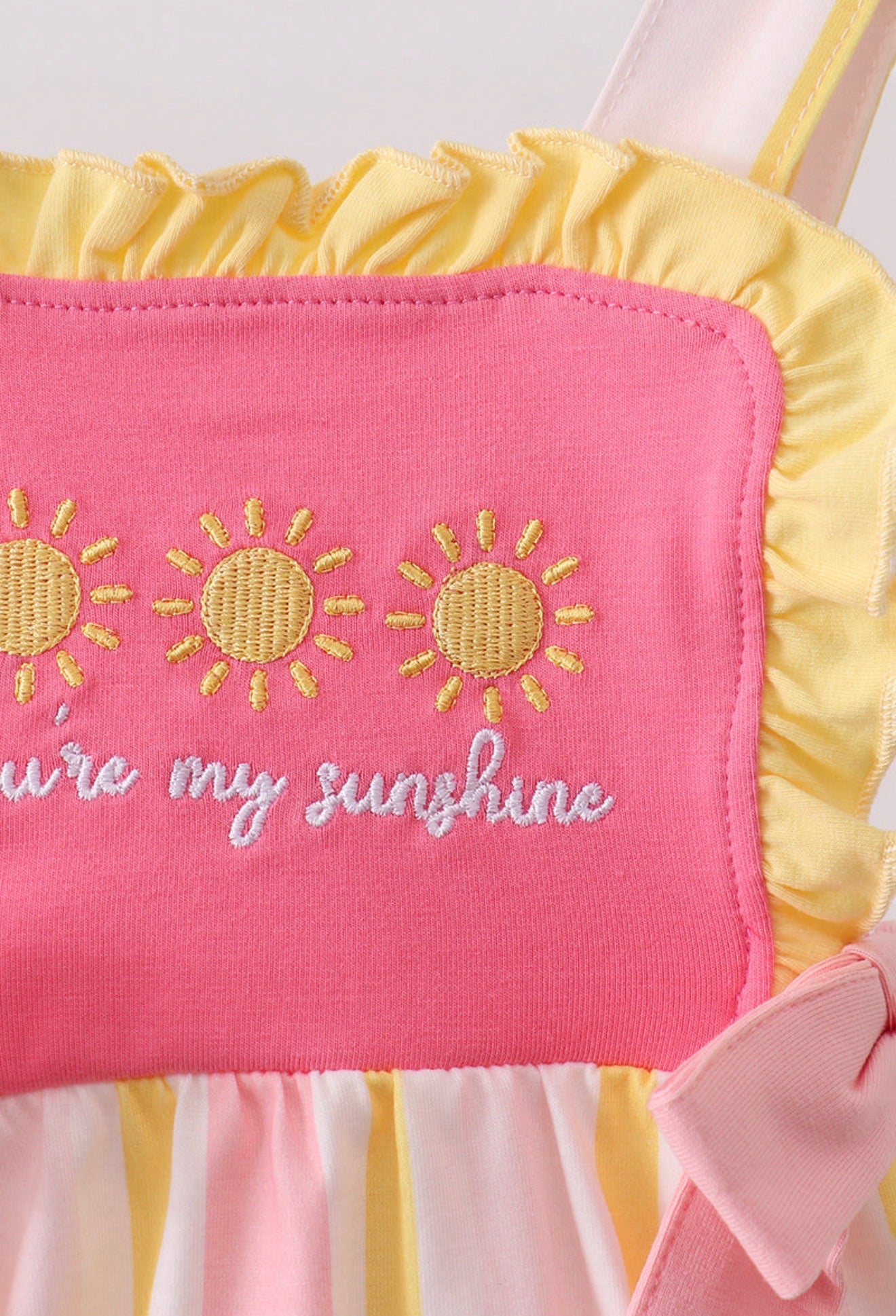 You’re my sunshine stripe embroidered bow bubble