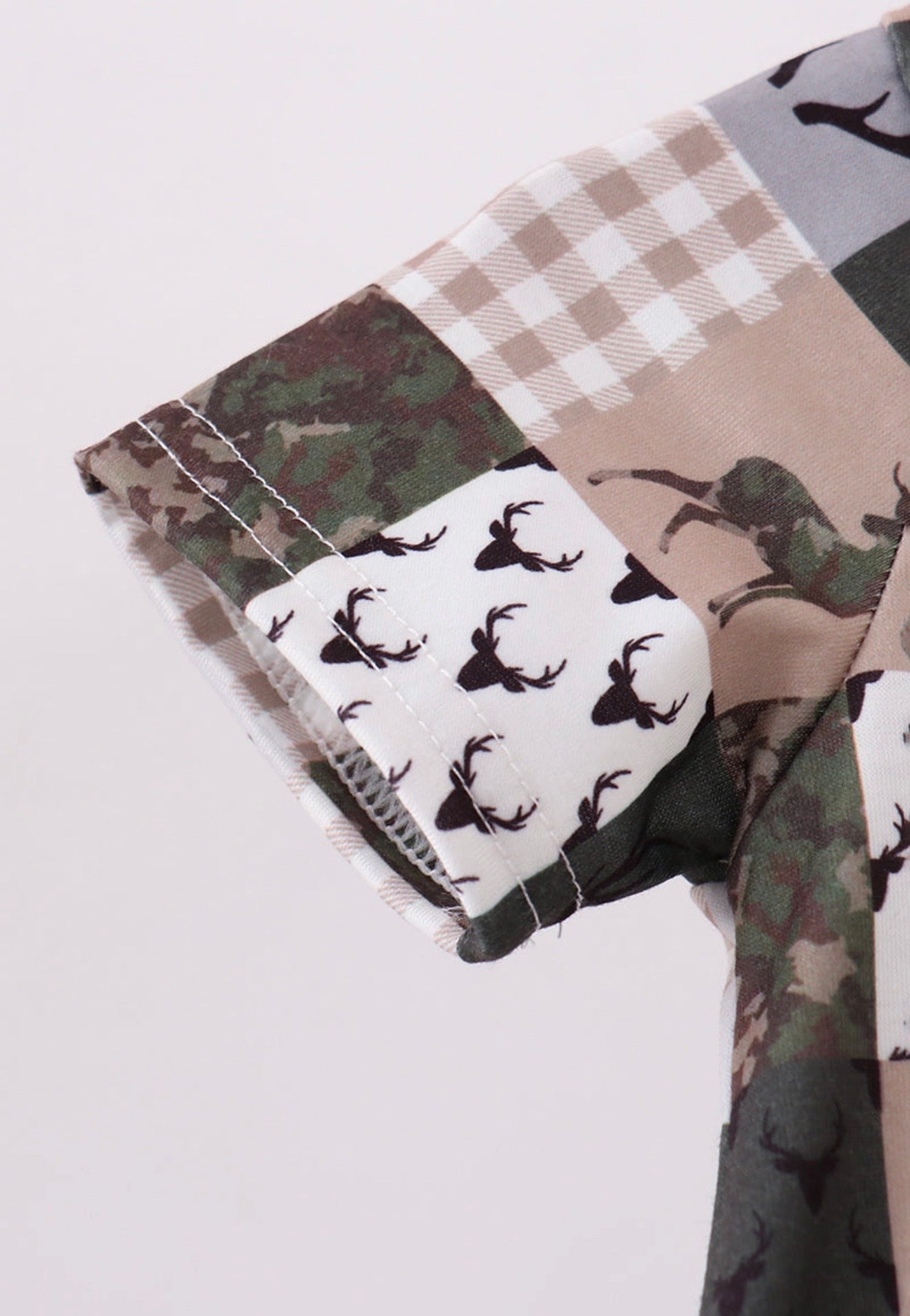 Green hunting deer embroidery checkered bubble