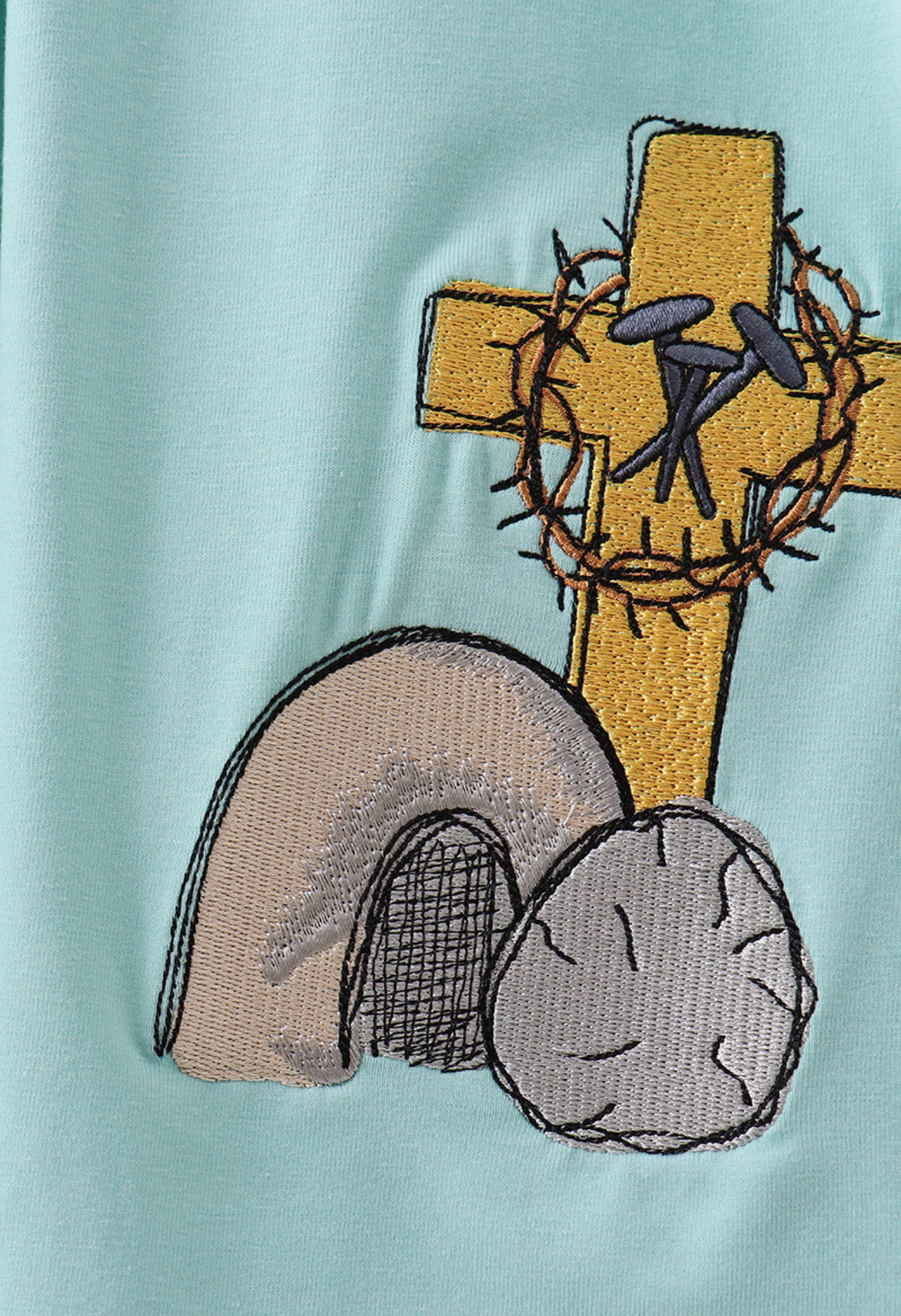 Blue He is Risen embroidery girl’s dress