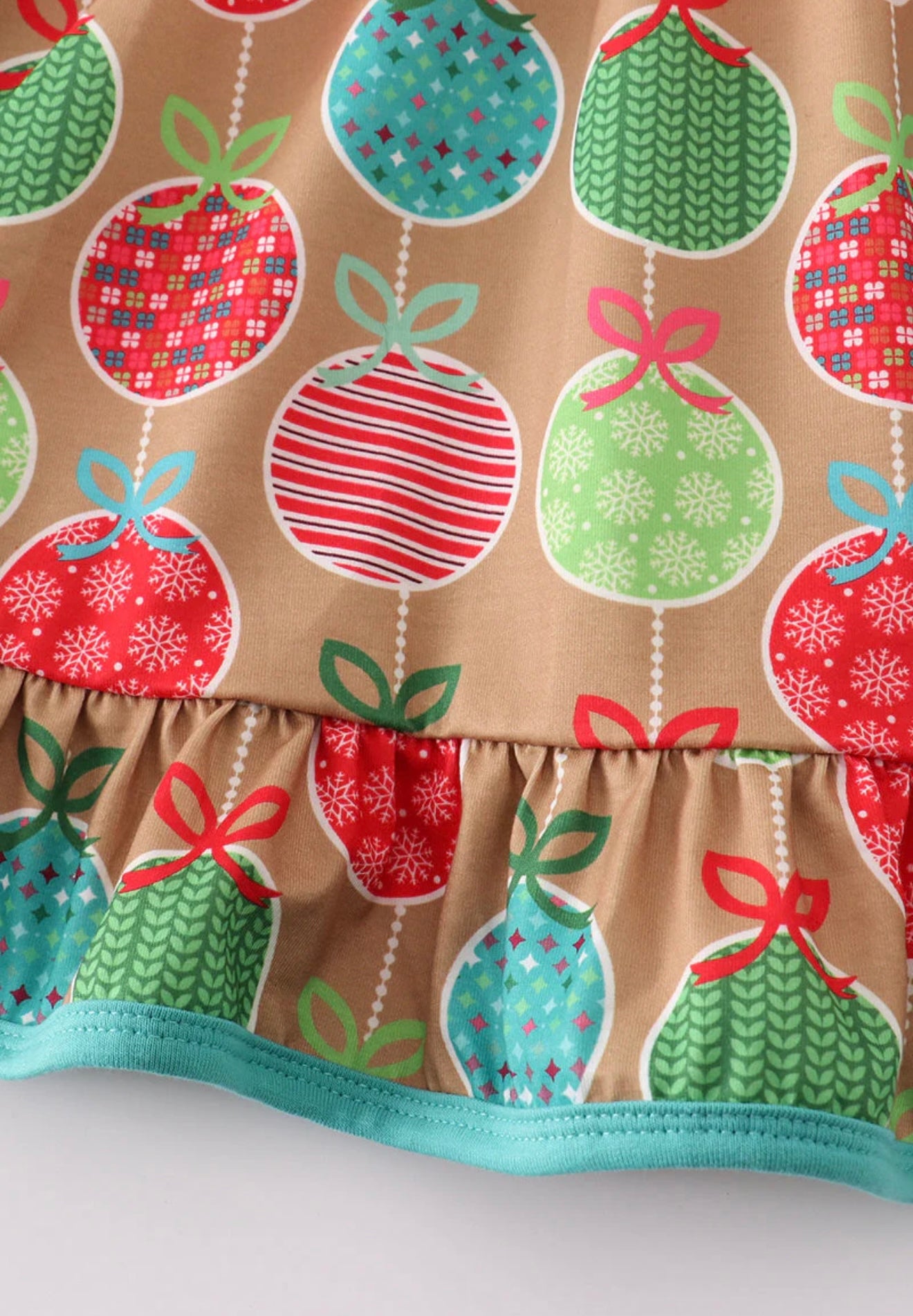 Green Christmas Ornaments Print Dress