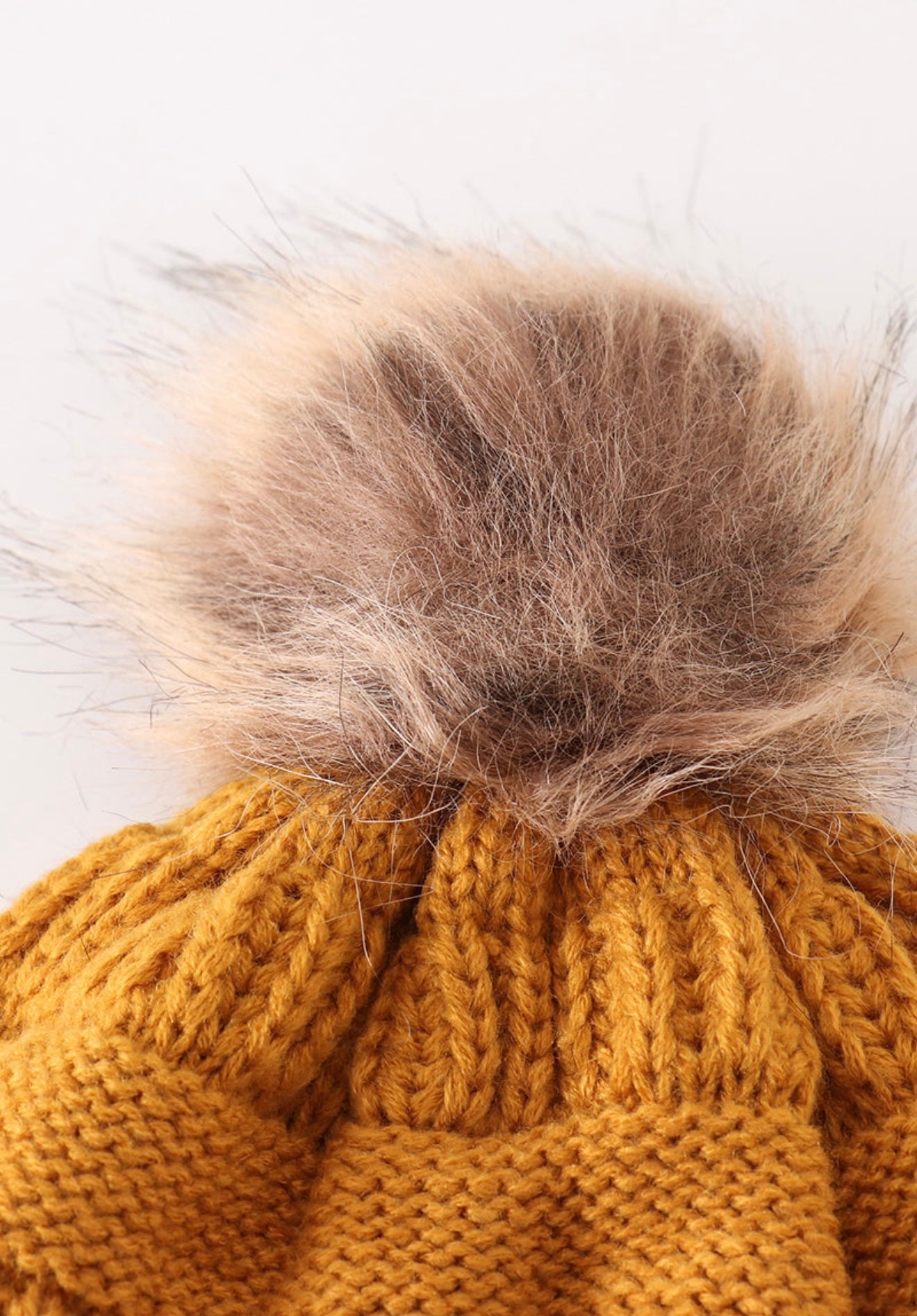 Kids and Adult Pompom Cable Beanie