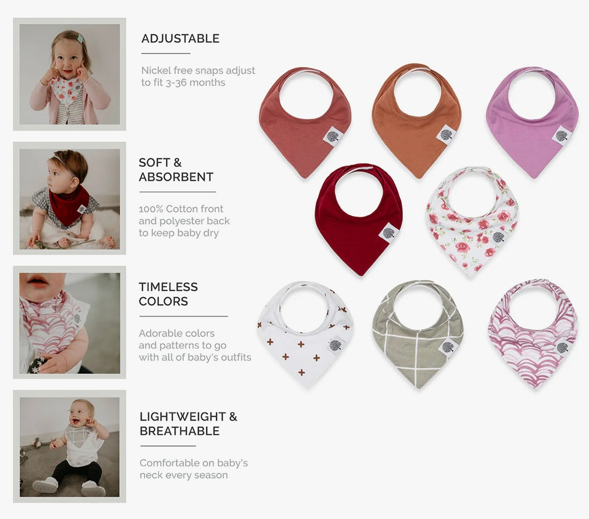 Parker Baby Bandana Bib Rose Set