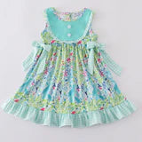 Ocean bloom print ruffle dress