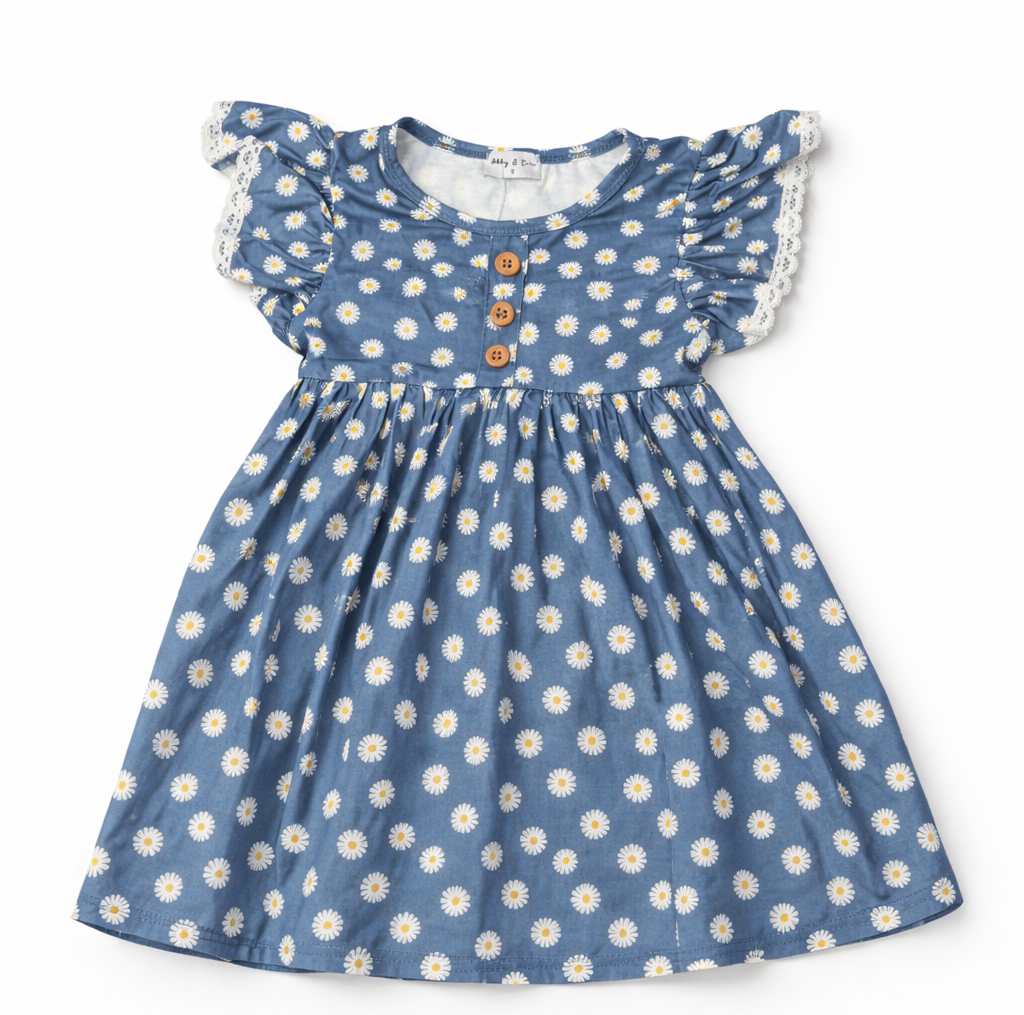 Navy daisy print dress