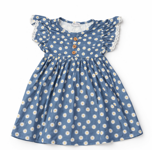 Navy daisy print dress
