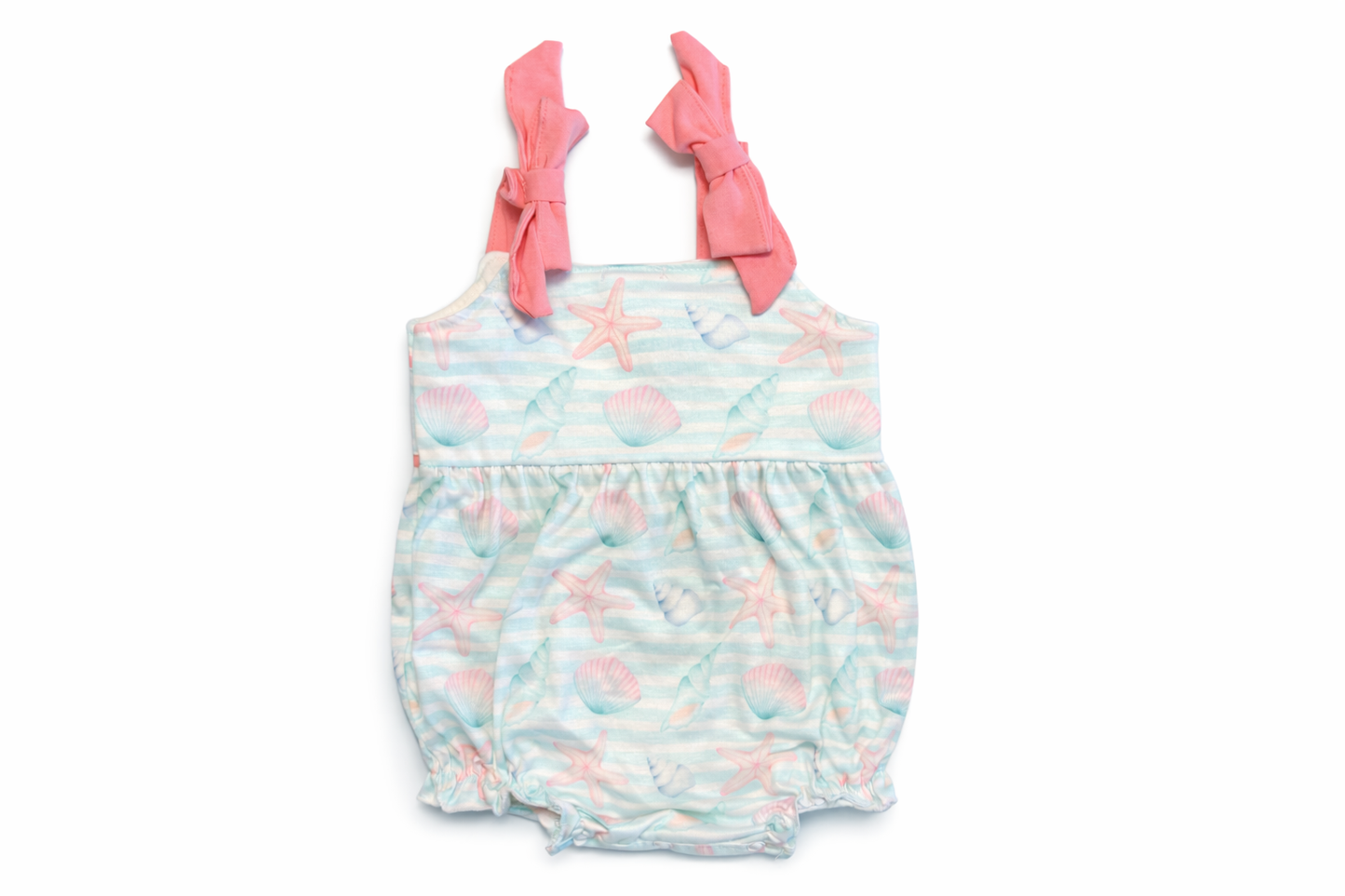Pink shell starfish embroidery bow bubble