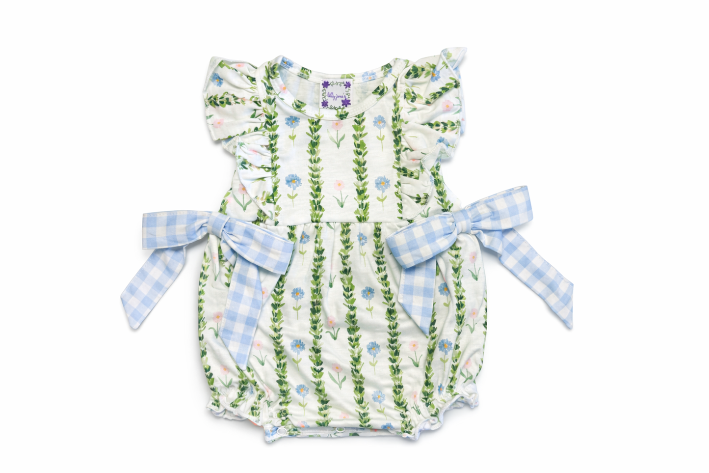 Green floral ruffle bow bubble