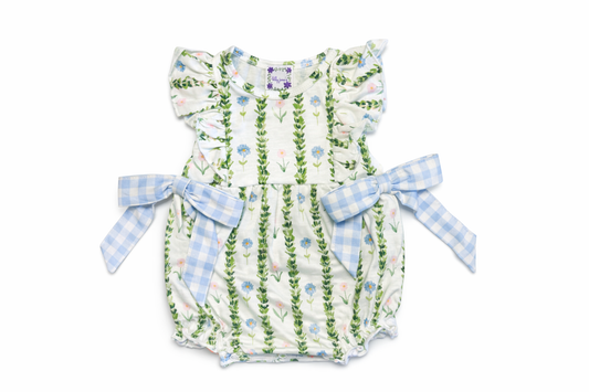 Green floral ruffle bow bubble
