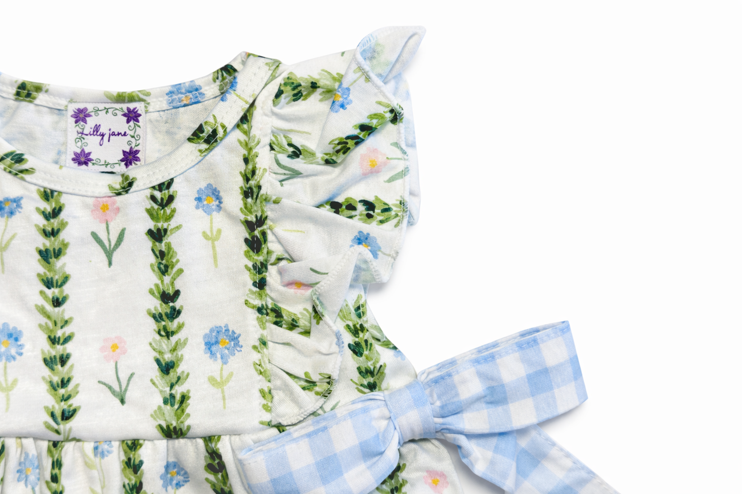Green floral ruffle bow bubble