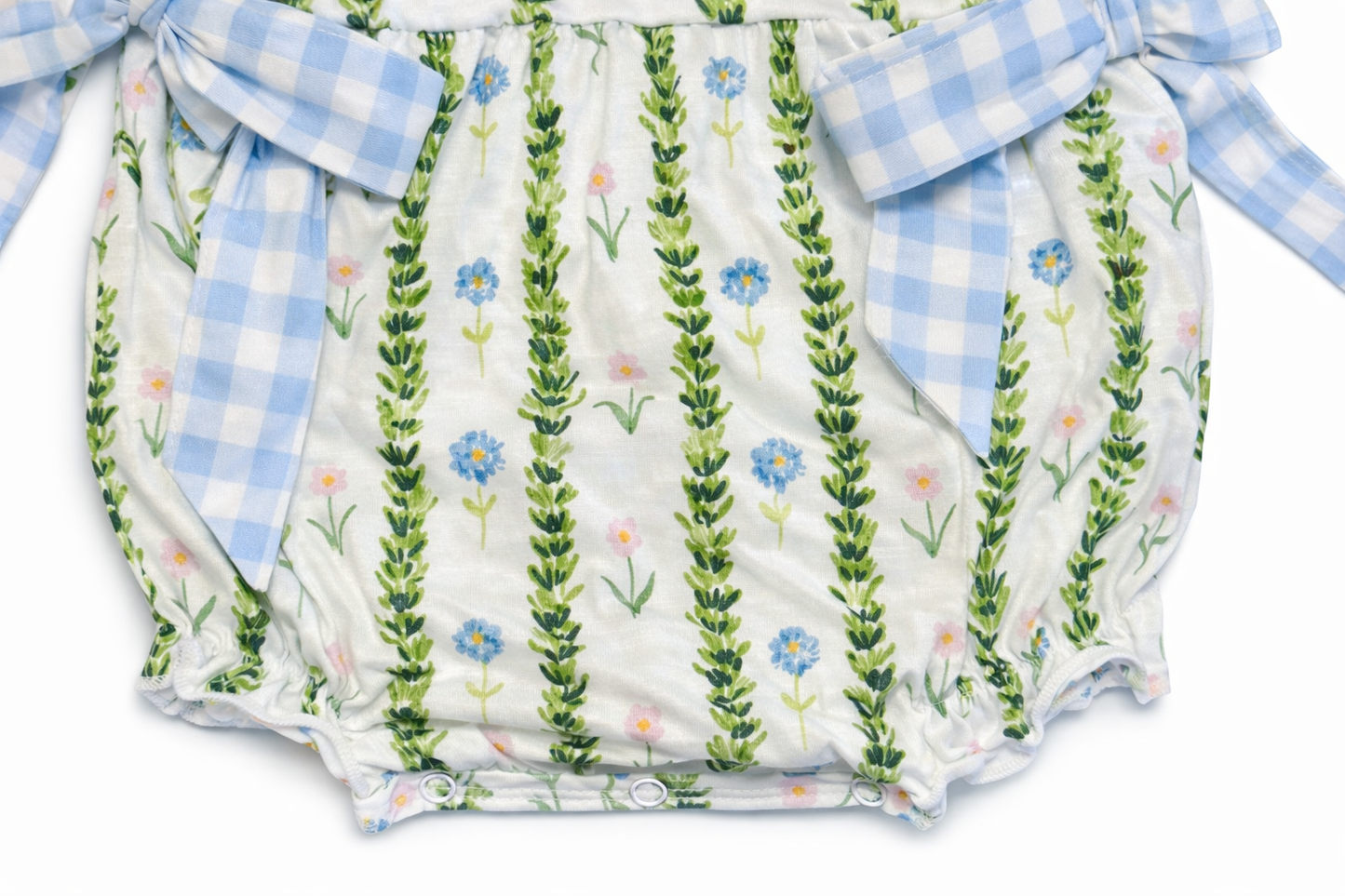 Green floral ruffle bow bubble