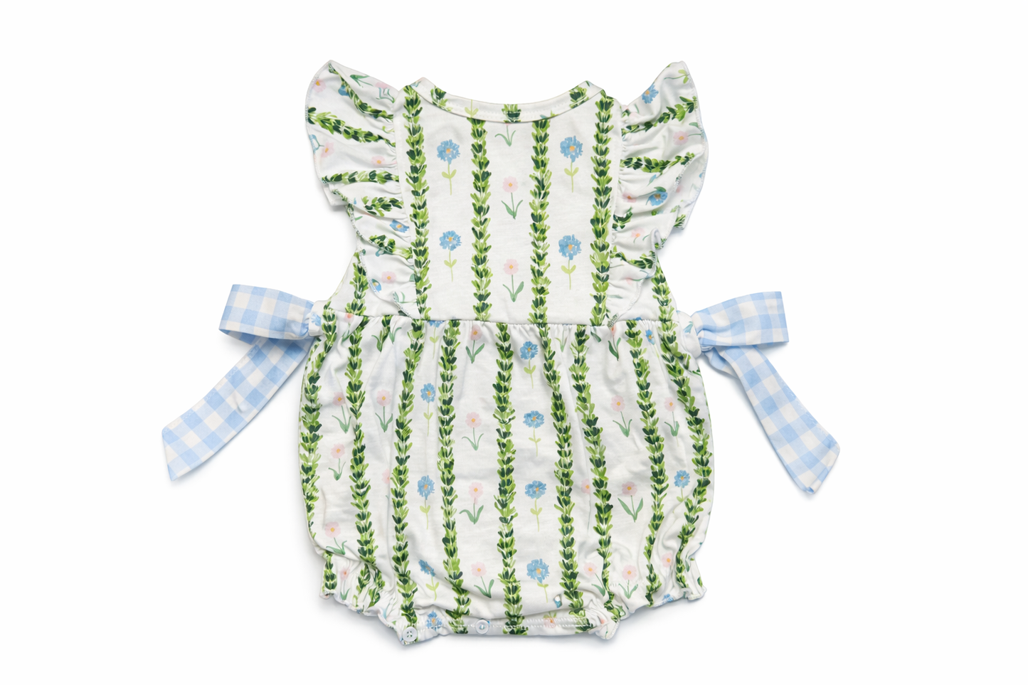 Green floral ruffle bow bubble