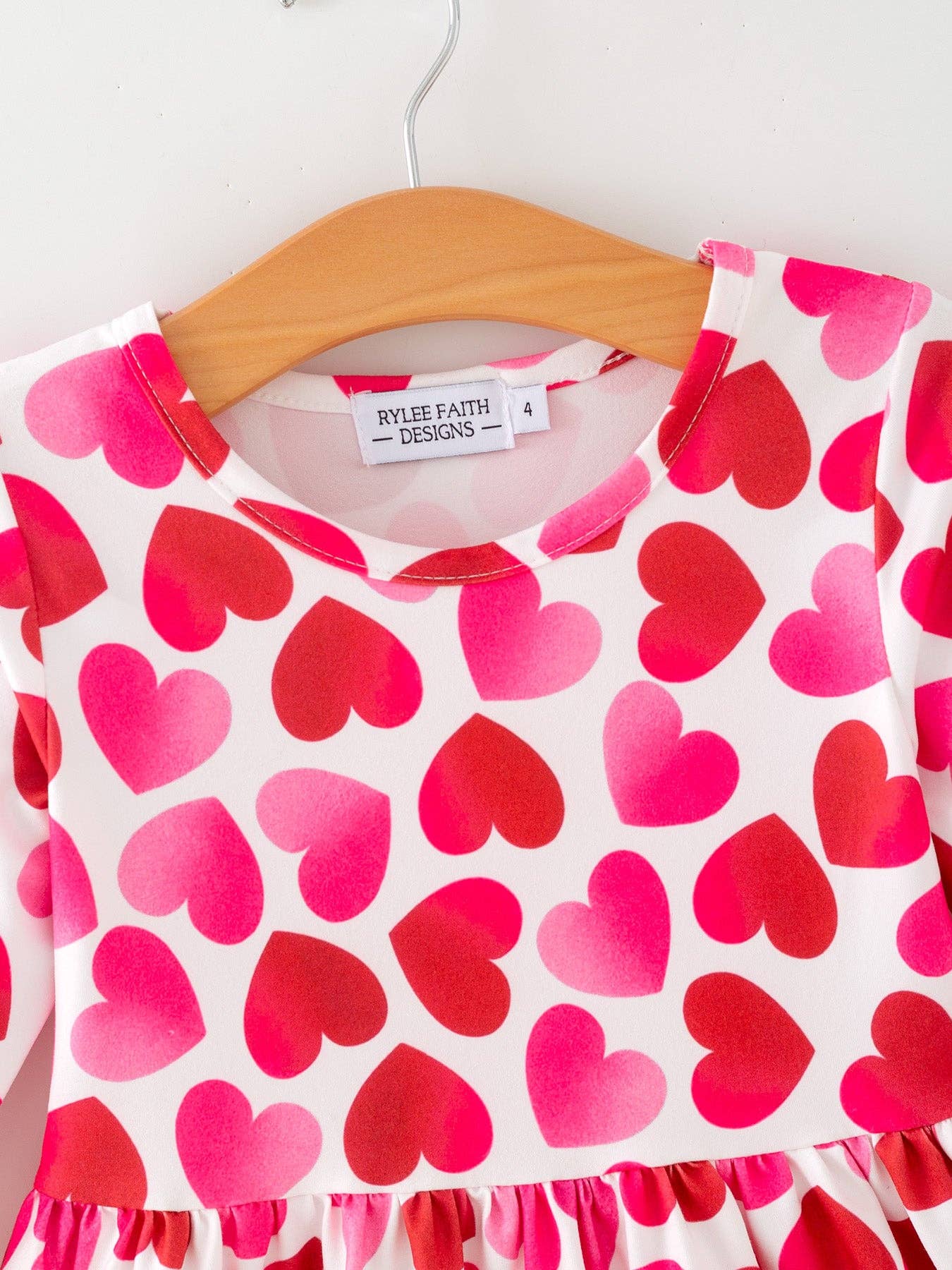 Girls Valentine Party Dress – Red Pink Ruffle Sleeve